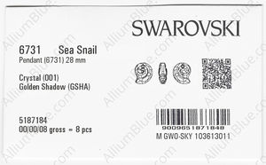 SWAROVSKI 6731 28MM CRYSTAL GOL.SHADOW factory pack