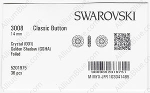SWAROVSKI 3008 14MM CRYSTAL GOL.SHADOW F factory pack
