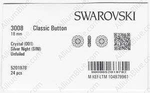 SWAROVSKI 3008 18MM CRYSTAL SILVNIGHT factory pack