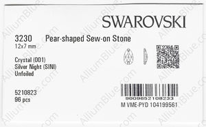 SWAROVSKI 3230 12X7MM CRYSTAL SILVNIGHT factory pack