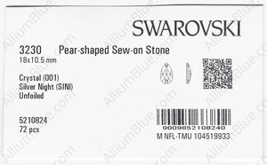 SWAROVSKI 3230 18X10.5MM CRYSTAL SILVNIGHT factory pack