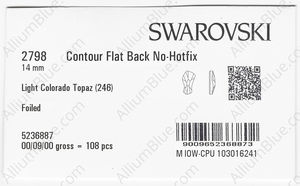 SWAROVSKI 2798 14MM LIGHT COLORADO TOPAZ F factory pack