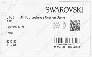 SWAROVSKI 3188 3MM LIGHT ROSE F factory pack