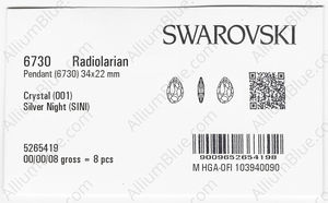 SWAROVSKI 6730 34X22MM CRYSTAL SILVNIGHT factory pack