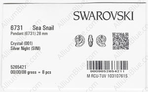 SWAROVSKI 6731 28MM CRYSTAL SILVNIGHT factory pack