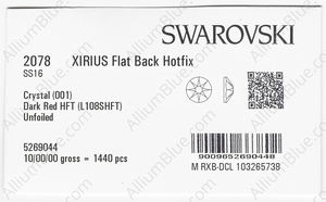 SWAROVSKI 2078 SS 16 CRYSTAL DKRED_S HFT factory pack