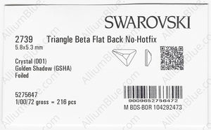 SWAROVSKI 2739 5.8X5.3MM CRYSTAL GOL.SHADOW F factory pack