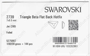 SWAROVSKI 2739 7X6.5MM JET M HF factory pack