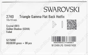 SWAROVSKI 2740 10X10MM CRYSTAL GOL.SHADOW M HF factory pack