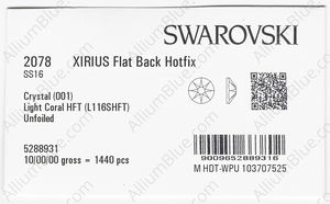 SWAROVSKI 2078 SS 16 CRYSTAL LTCORAL_S HFT factory pack