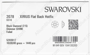 SWAROVSKI 2078 SS 16 BLACK DIAMOND SHIMMER A HF factory pack