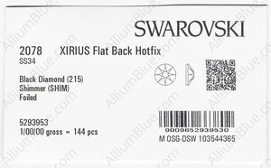SWAROVSKI 2078 SS 34 BLACK DIAMOND SHIMMER A HF factory pack