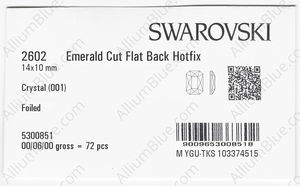 SWAROVSKI 2602 14X10MM CRYSTAL M HF factory pack