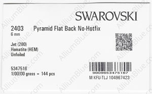 SWAROVSKI 2403 6MM JET HEMAT factory pack