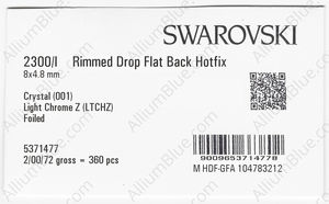 SWAROVSKI 2300/I 8X4.8MM CRYSTAL LTCHROMEZ M HF factory pack