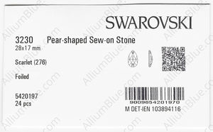 SWAROVSKI 3230 28X17MM SCARLET F factory pack