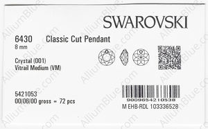 SWAROVSKI 6430 8MM CRYSTAL VM P factory pack