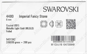 SWAROVSKI 4480 6MM CRYSTAL METLGTGOLD F factory pack