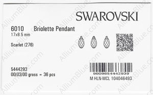 SWAROVSKI 6010 17X8.5MM SCARLET factory pack