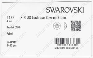 SWAROVSKI 3188 4MM SCARLET F factory pack