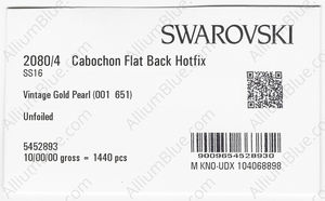 SWAROVSKI 2080/4 SS 16 CRYSTAL VINTGOLPRL HF factory pack