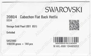 SWAROVSKI 2080/4 SS 34 CRYSTAL VINTGOLPRL HF factory pack