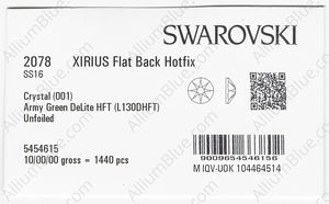 SWAROVSKI 2078 SS 16 CRYSTAL ARMYGREN_D HFT factory pack