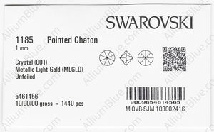 SWAROVSKI 1185 1MM CRYSTAL METLGTGOLD factory pack