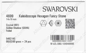 SWAROVSKI 4699 14X16MM CRYSTAL GOL.SHADOW F factory pack