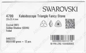 SWAROVSKI 4799 20X20.4MM CRYSTAL GOL.SHADOW F factory pack