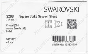 SWAROVSKI 3296 7X7MM CRYSTAL AB F factory pack