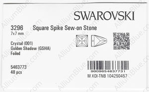SWAROVSKI 3296 7X7MM CRYSTAL GOL.SHADOW F factory pack