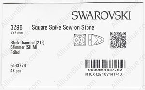 SWAROVSKI 3296 7X7MM BLACK DIAMOND SHIMMER F factory pack
