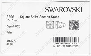 SWAROVSKI 3296 10X10MM CRYSTAL F factory pack