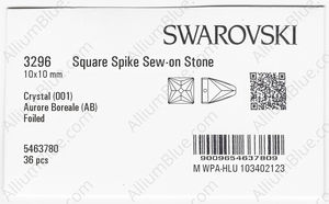 SWAROVSKI 3296 10X10MM CRYSTAL AB F factory pack