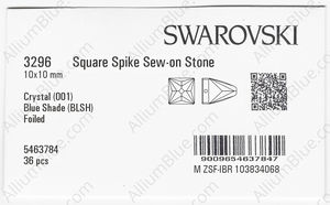 SWAROVSKI 3296 10X10MM CRYSTAL BL.SHADE F factory pack