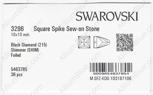 SWAROVSKI 3296 10X10MM BLACK DIAMOND SHIMMER F factory pack