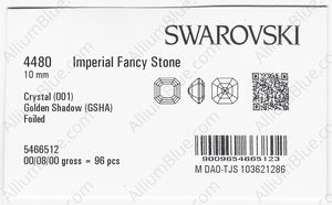 SWAROVSKI 4480 10MM CRYSTAL GOL.SHADOW F factory pack