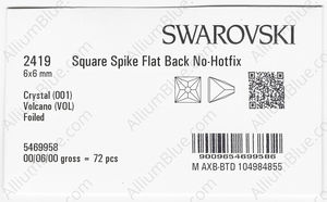 SWAROVSKI 2419 6X6MM CRYSTAL VOLC F factory pack