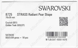 SWAROVSKI 8725 76X36MM CRYSTAL GOLD. TEAK B factory pack