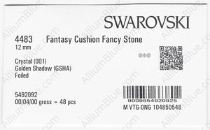 SWAROVSKI 4483 12MM CRYSTAL GOL.SHADOW F factory pack