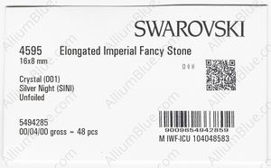 SWAROVSKI 4595 16X8MM CRYSTAL SILVNIGHT factory pack