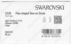SWAROVSKI 3230 12X7MM LIGHT AMETHYST SHIMMER F factory pack