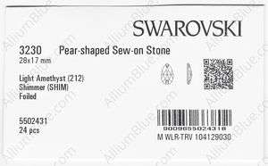 SWAROVSKI 3230 28X17MM LIGHT AMETHYST SHIMMER F factory pack