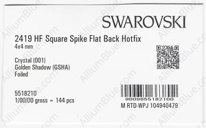 SWAROVSKI 2419 4X4MM CRYSTAL GOL.SHADOW M HF factory pack