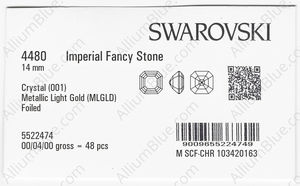 SWAROVSKI 4480 14MM CRYSTAL METLGTGOLD F factory pack