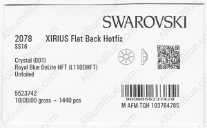 SWAROVSKI 2078 SS 16 CRYSTAL ROYBLUE_D HFT factory pack