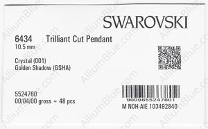 SWAROVSKI 6434 10.5MM CRYSTAL GOL.SHADOW factory pack