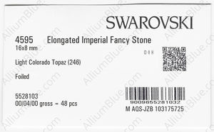 SWAROVSKI 4595 16X8MM LIGHT COLORADO TOPAZ F factory pack