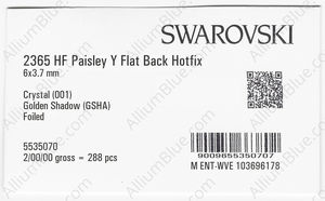 SWAROVSKI 2365 6X3.7MM CRYSTAL GOL.SHADOW M HF factory pack